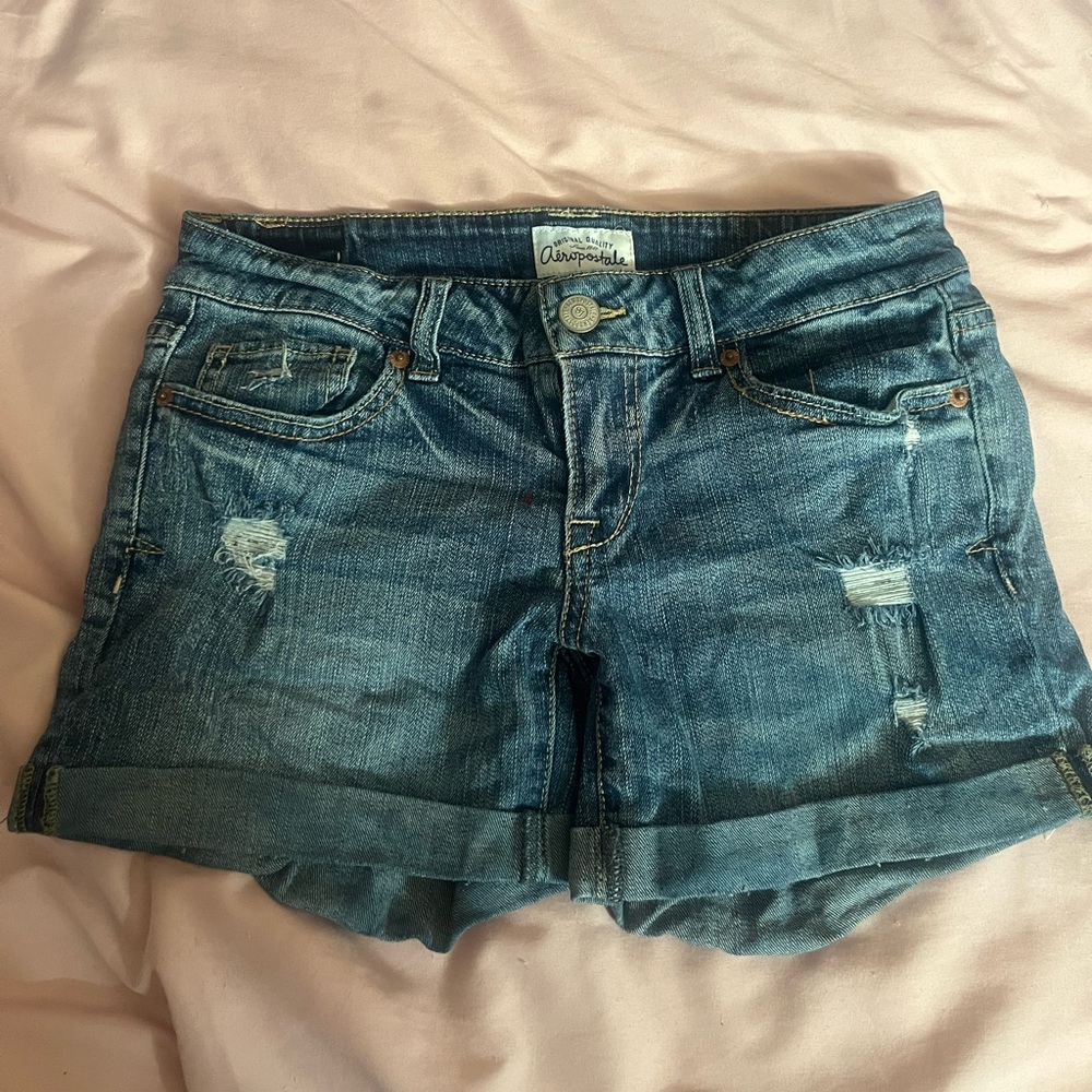 Aeropostale Distressed Blue Jean Shorts